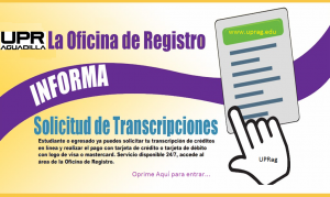Imagen Anuncio para solicitar transcripciones en línea.